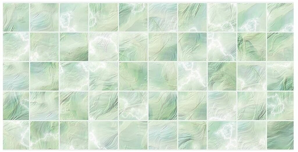 Панель ПВХ "Плитка перламутровая зеленая" 964х484 в количестве 10 штук (4,67м2) - фотография № 1