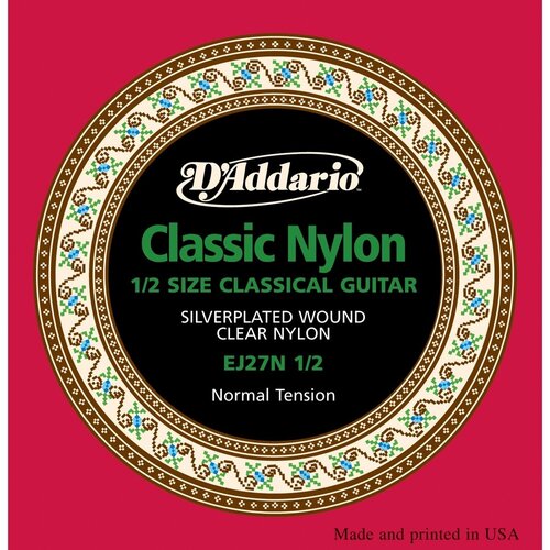 Набор струн D'Addario EJ27N Classic Nylon Normal Tension, модификация 1/2, 1 уп. струны для классической гитары daddario ej27n 1 2