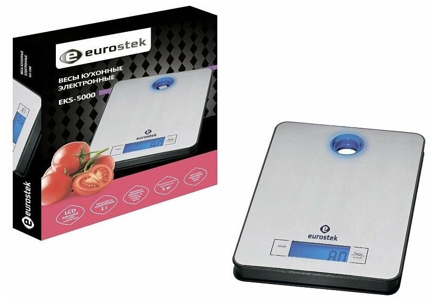 Весы EuroStek ЕКS-5000 5кг ЖК-дисплей с LED-подсветкой кухонные электронные - фотография № 11