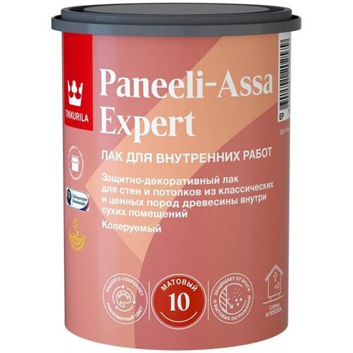 Лак для дерева Tikkurila Paneeli-Assa Expert (Панели-Ясся), акрилатный, матовый, база EP, 0,9 л лак акрилатный tikkurila