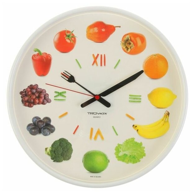 Часы настенные, серия: Кухня, "Овощи и фрукты", d=30 см
