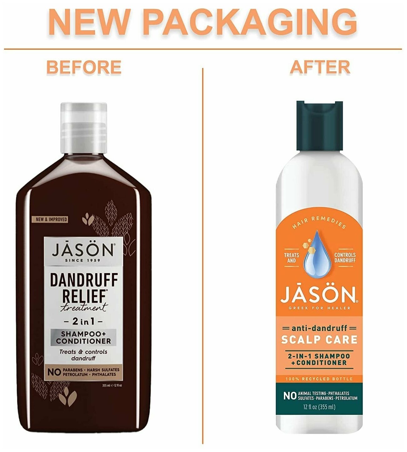 Jason Natural, Dandruff Relief, шампунь и кондиционер 2 в 1, лечебно-профилактический 355 мл