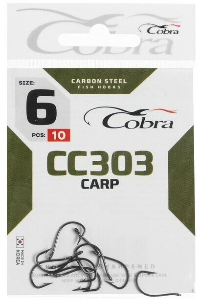 Крючки Cobra CARP серия CC303 № 06 10 шт.