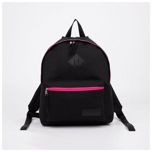 RISE Рюкзак на молнии, наружный карман, цвет чёрный/розовый