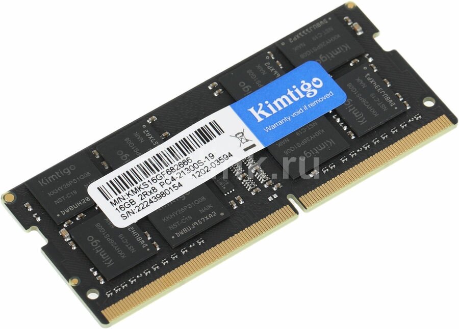 Оперативная память KIMTIGO KMKS16GF682666 DDR4 - 1x 16ГБ 2666МГц, для ноутбуков (SO-DIMM), Ret