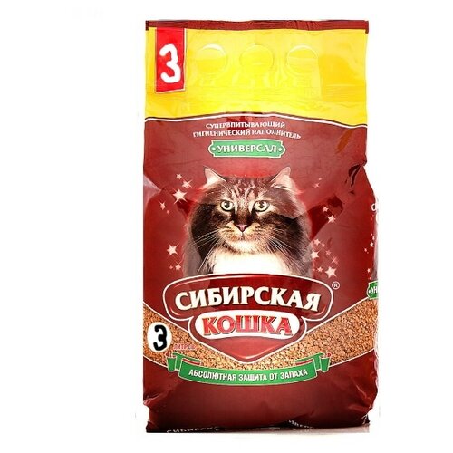 Сибирская Кошка Универсал впитывающий наполнитель для кошек 3л