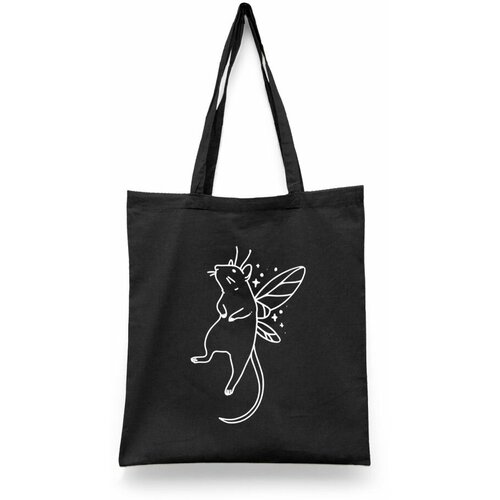 фото Сумка-шоппер унисекс каждому своё "мышь/крыса/mouse/rat" черная