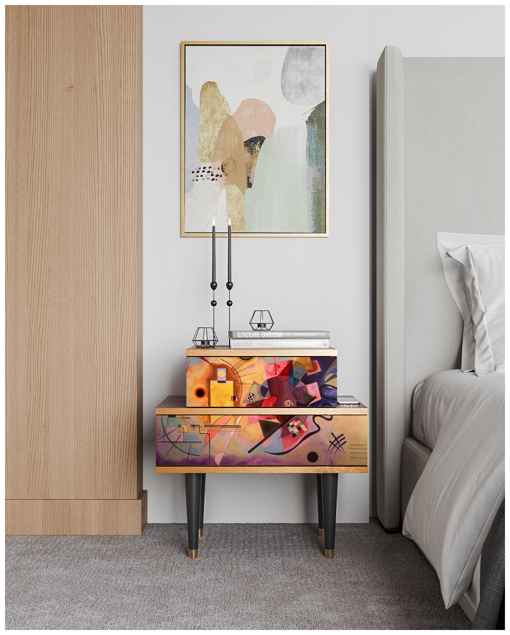Прикроватная тумба - STORYZ - NS1 Kandinsky, 58 x 58 x 41 см, Орех