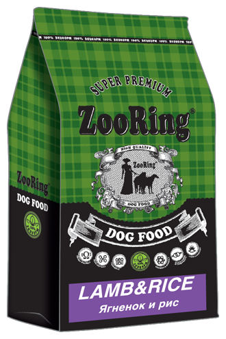 Сухой корм для собак ZooRing при чувствительном пищеварении, ягненок, с рисом 10 кг (для средних и крупных пород)