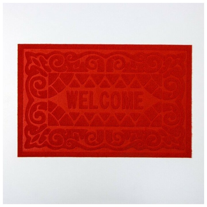 Коврик влаговпитывающий придверный без окантовки Доляна «Welcome. Вензеля», 38×59 см, цвет микс - фотография № 16