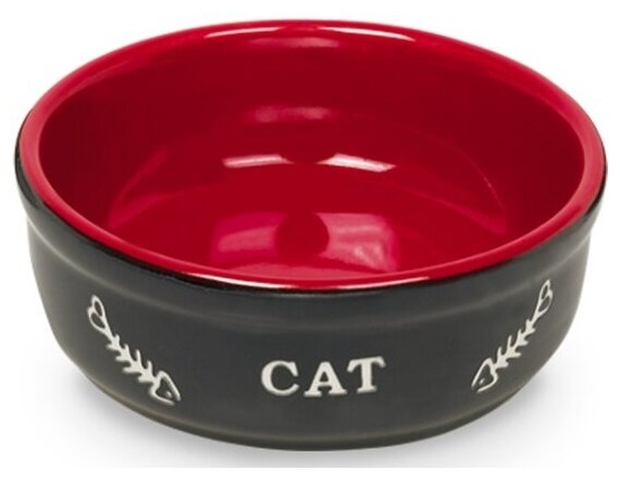 Миска керамическая Nobby Pet NOBBY CAT 240 мл 13,5 см x 5 см черно-красная с принтом