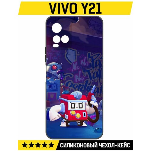 Чехол-накладка Krutoff Soft Case Brawl Stars - V8-БИТ для Vivo Y21 черный чехол накладка krutoff soft case brawl stars v8 бит для vivo y27 4g черный