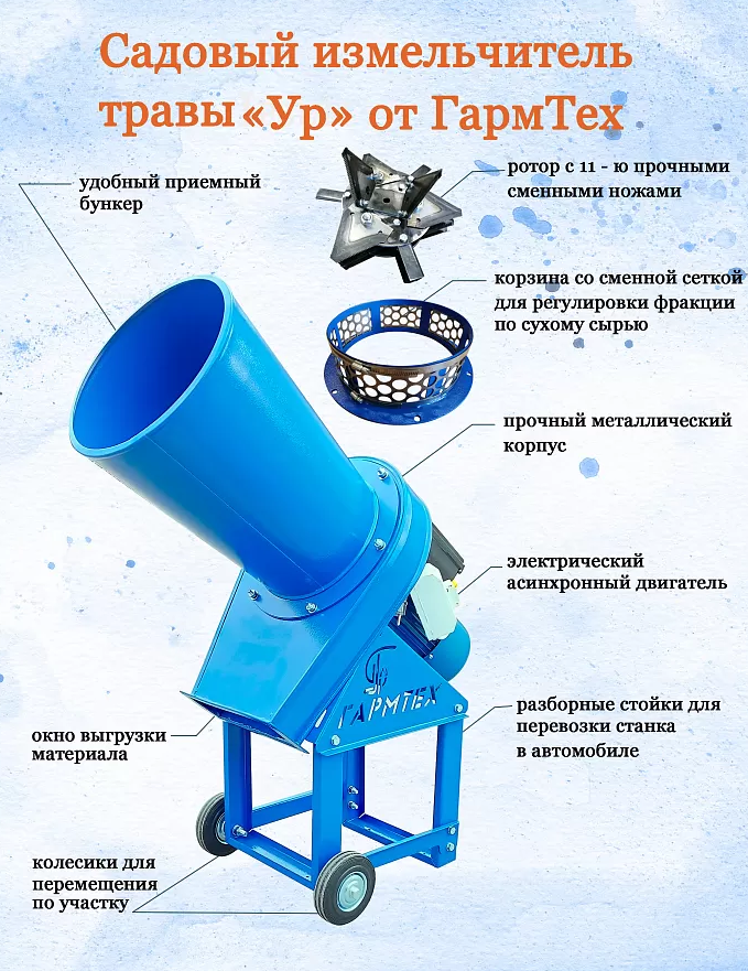 ГармТех Измельчитель садовый Ур 3 кВт 220 В —  по низкой цене на .