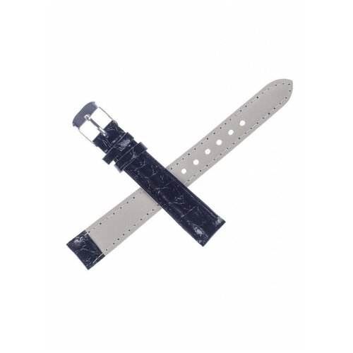 Ремешок для часов, 14 мм, лакированная экокожа, фактура жатка, 20 см, черный