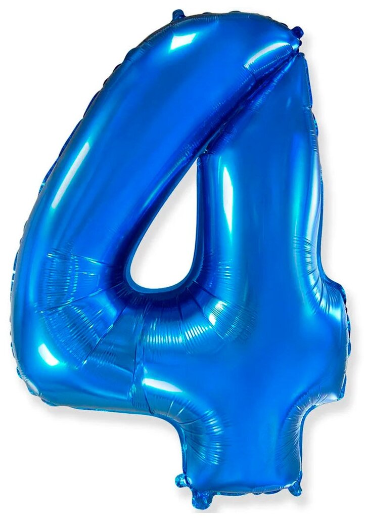 Воздушный шар Цифра 4, синий, 102 см