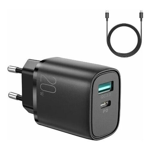 Сетевое зарядное устройство + кабель для iphone Lightning to Type-C Joyroom L-QP2011 PD 20W+QC3.0 3A черный