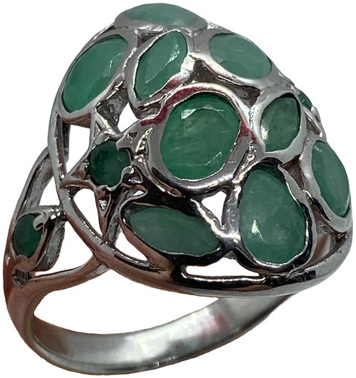 Кольцо, серебро, 925 проба, изумруд, размер 17, зеленый
