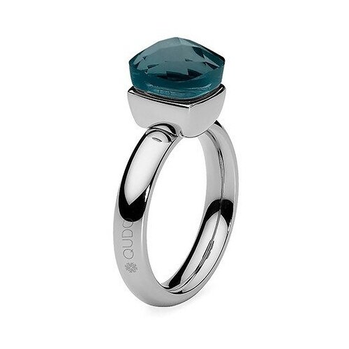 фото Кольцо qudo, бижутерный сплав, серебрение, кристаллы swarovski, размер 16, синий