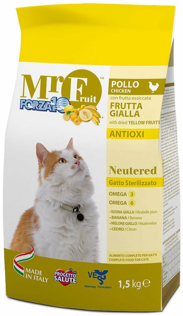 Корм сухой для кошек Mr. Fruit Neutered с курицей и экстрактами желтых фруктов 1,5 kg