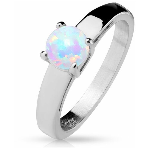 фото Кольцо spikes, опал, опал синтетический, размер 16.5, серебряный