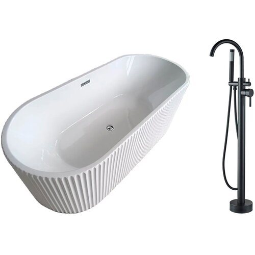 Комплект отдельностоящая акриловая ванна Cerutti SPA CEZARES с напольным смесителем BOCH MANN BRAIES Matt Black BM8921