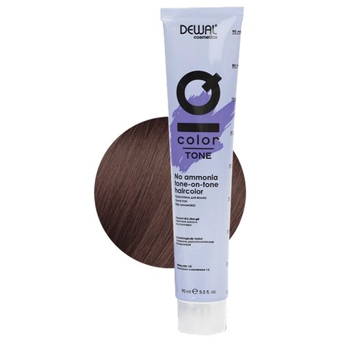 dewal cosmetics краситель перманентный iq color 3 0 dark brunette 90 мл Dewal Cosmetics Краситель полуперманентный IQ COLOR TONE, 5.38 Light gold brown brunette, 90 мл