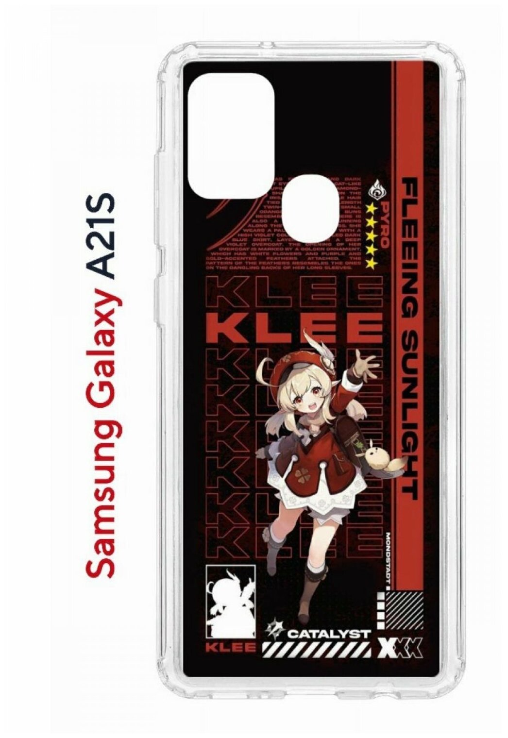 Чехол для Samsung Galaxy A21S Kruche Print Klee Genshin, противоударный силиконовый бампер с рисунком, пластиковая накладка с защитой камеры