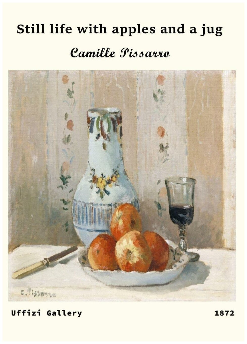 Камиль Писсарро - Натюрморт с яблоками и кувшином в раме