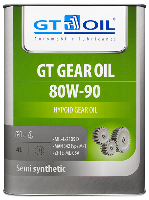 Масло трансмиссионное 80w90 gt oil 4л синтетика gt gear oil gl-4, gt oil, 8809059407769