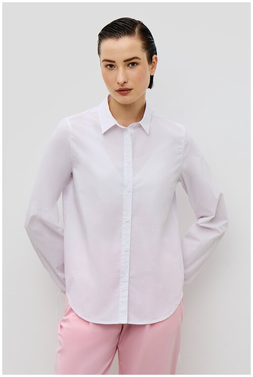 Блуза  Baon, повседневный стиль, свободный силуэт, длинный рукав, без карманов, манжеты, однотонная, размер 52, белый