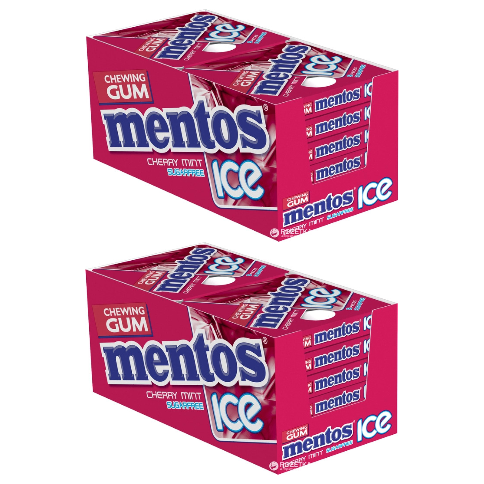 Жевательная резинка Mentos ICE, вишня и мята, 24 пачки по 12,9 г - фотография № 2