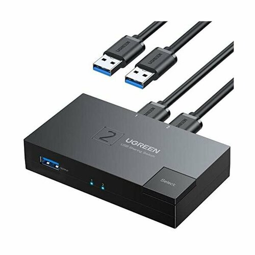 Переключатель UGREEN CM618 (15149) USB 3.0 Sharing Switcher 2 In 1 Out. Цвет: черный 2 port 100 mbps network switch rj45 lan ethernet switcher 2 in 1 out 1 in 2 out with usb cable for pc 2 way sharing adapter hub