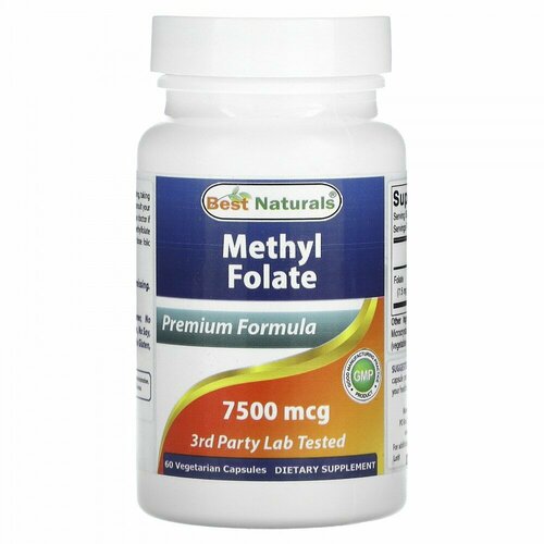 Best Naturals, Methyl Folate, 7,500 mcg, 60 Vegetarian Capsules