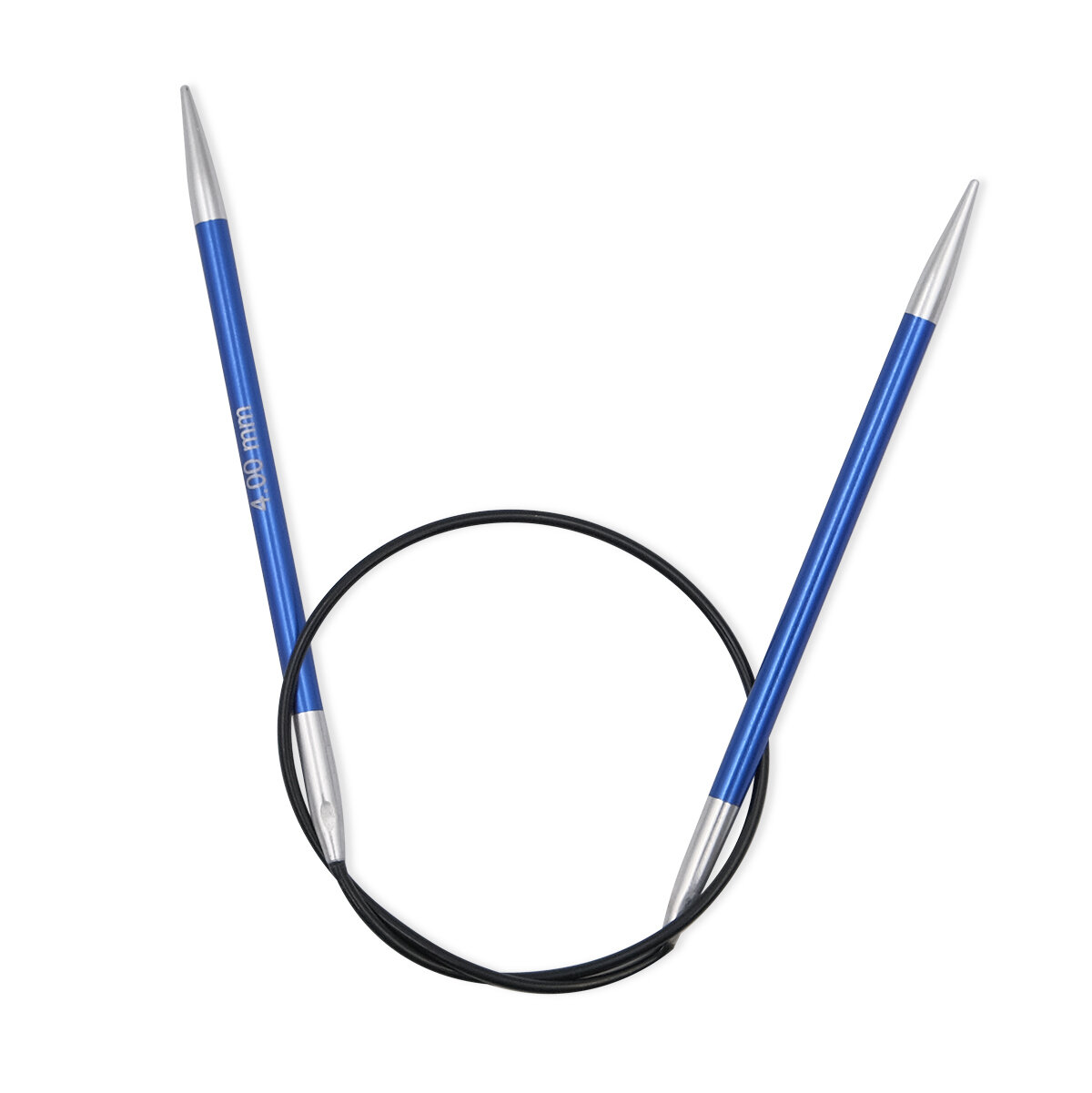 Спицы круговые укороченные Zing 4 мм/40 см, алюминий, сапфир (темно-синий), KnitPro