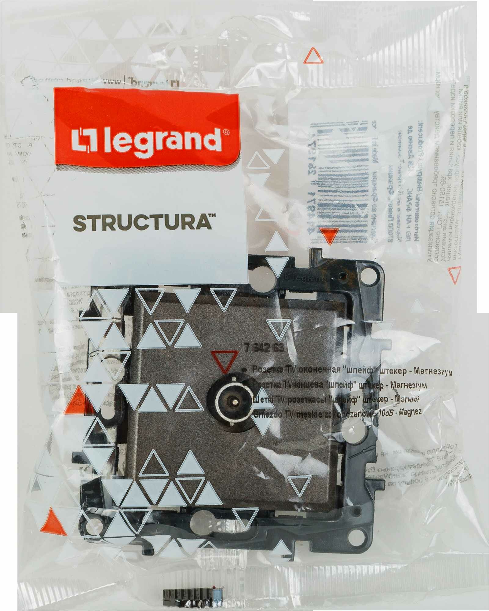 ТВ-розетка оконечная встраиваемая Legrand Structura шлейф, цвет магнезиум - фото №2