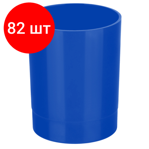 Комплект 82 шт, Подставка-стакан СТАММ Лидер, пластиковая, круглая, синяя подставка стакан стамм лидер пластиковая круглая красная