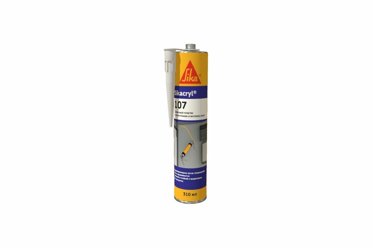 SIKA Сryl-107 белый Универсальный акриловый паропроницаемый герметик для внутреннего и наружного применения Картридж 300 мл 617943