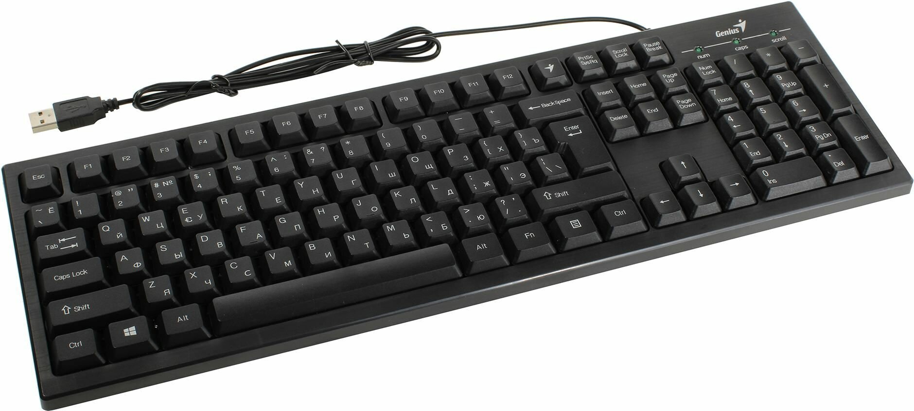 Клавиатура проводная Genius черный (USB, 105Кл +1нет)