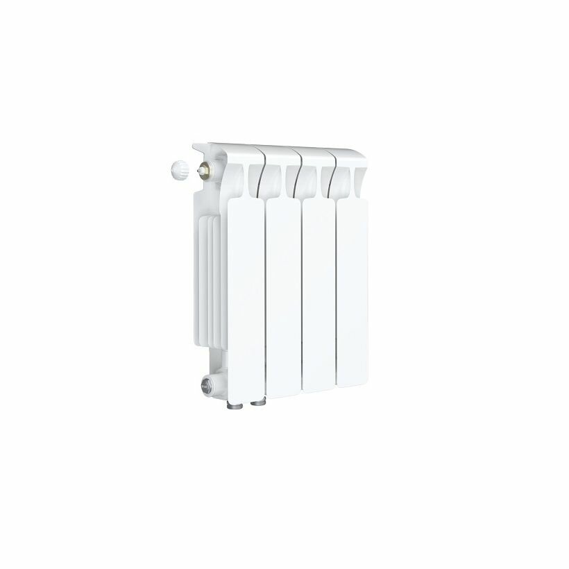 Радиатор отопления RIFAR Monolit Ventil биметаллический 350 х 4 секции нижнее подключение левое цвет Белый