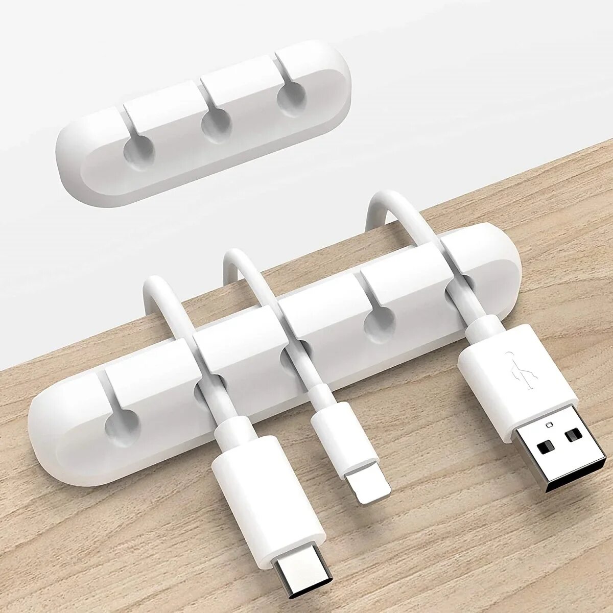 2 шт, силиконовые зажимы-держатели для кабелей, 2pcs white