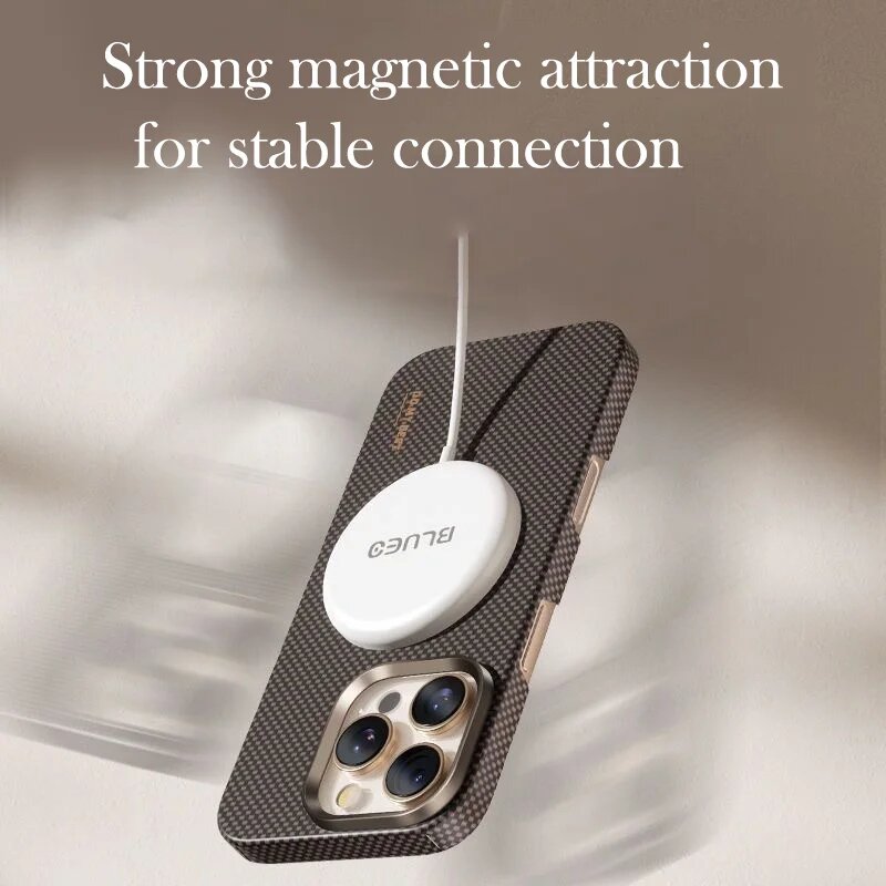 Кевларовый магнитный чехол Blueo для iPhone 15 16 Pro Max, задняя крышка из углеродного волокна для iPhone 15 16 Pro, Kevlar fiber, 1PC, Для iPhone 15 Pro Max — фото 1