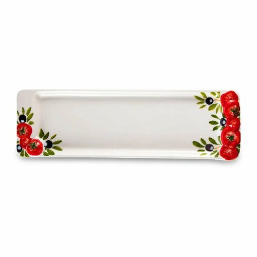 Блюдо прямоугольное Edelweiss Томаты и оливки 30х10 см, керамика