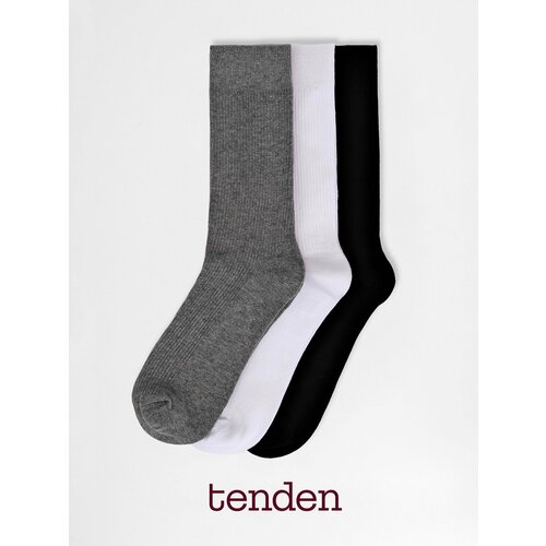 фото Носки tenden, комплект, 3 пары, размер 36-38, белый/серый/черный