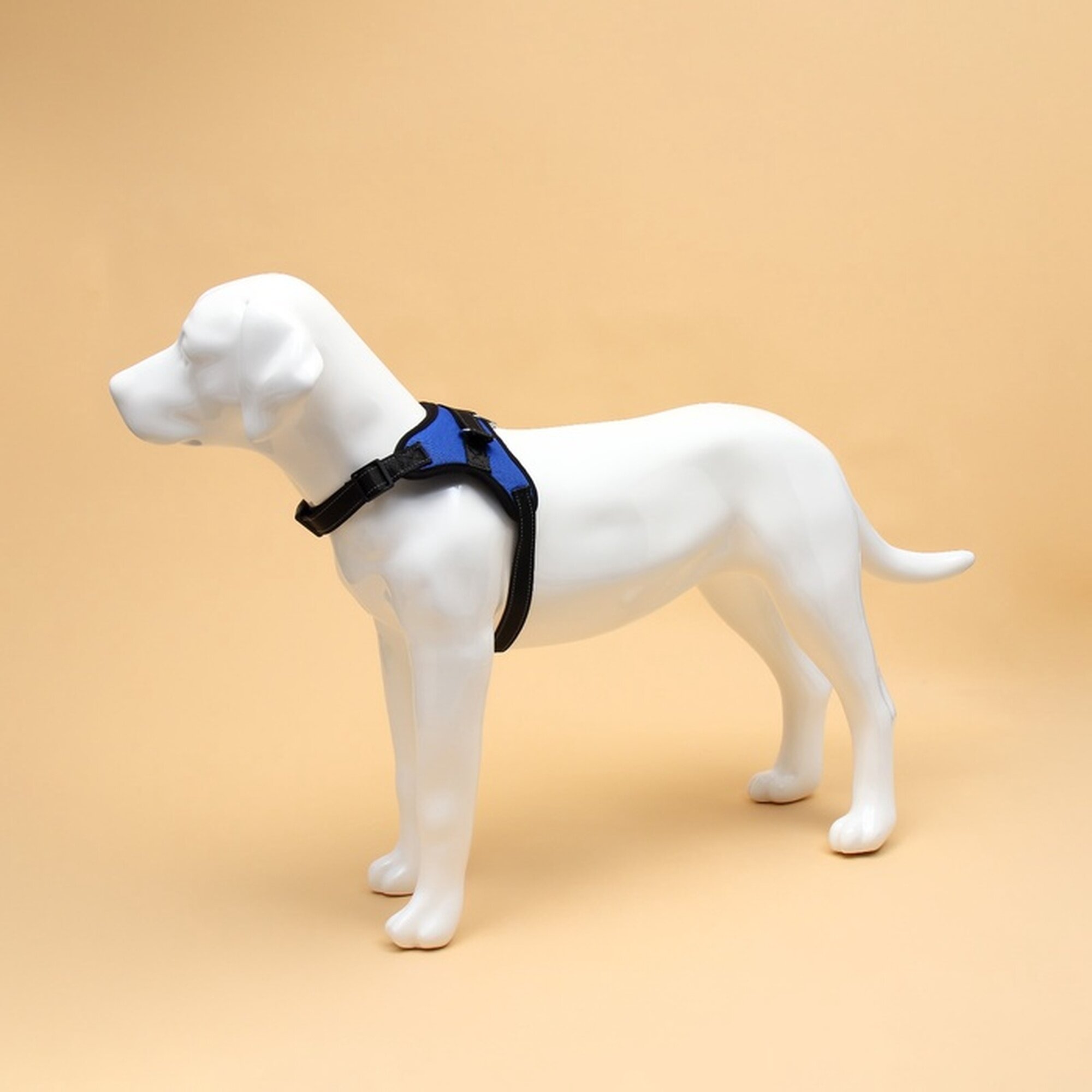 Картинки Шлейка К7 мягкая светоотражающая, размер XL, ОГ 74-92 см, вес 28-47,5 кг, синяя