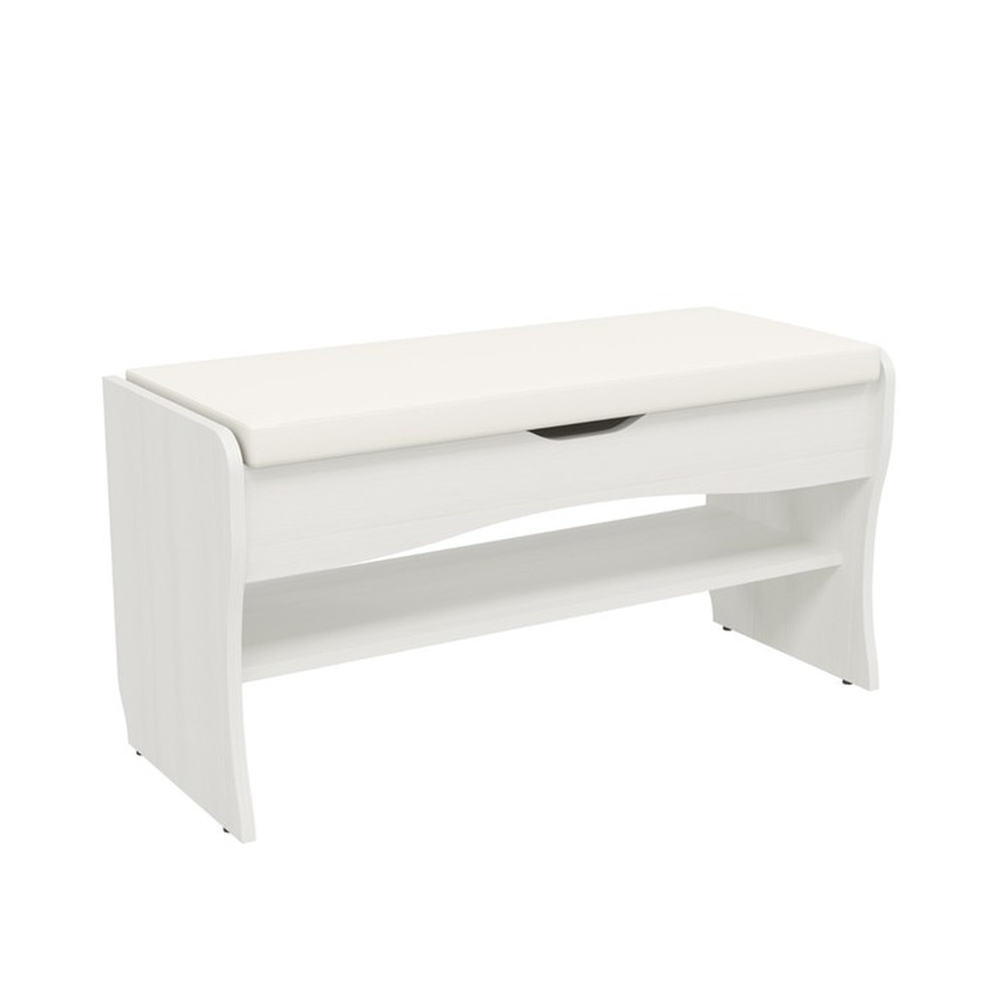 Банкетка Сима ленд Фьюжен  ЛДСП  искусственная кожа  белая  90 см x 37 см x 47 см