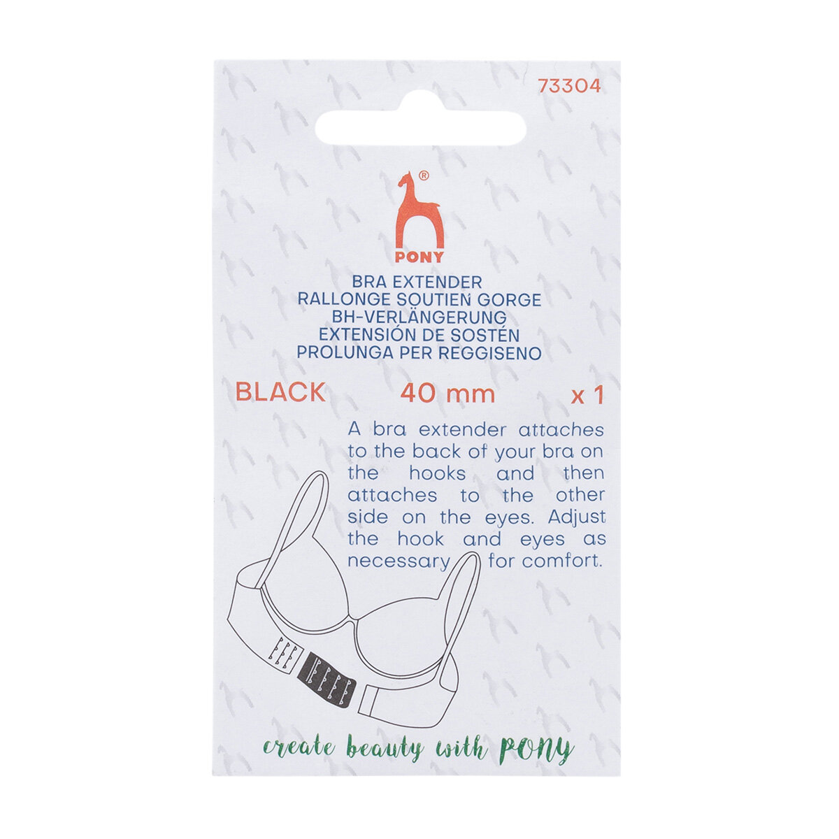 Расширитель для бюстгальтера с крючками 3x2 40 мм 1 штука черный Pony 73304