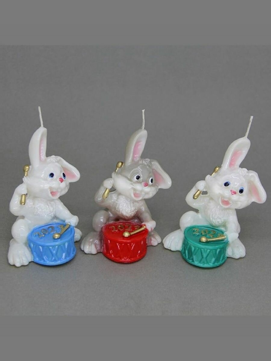 Свеча новогодняя Кролик с барабаном 2123