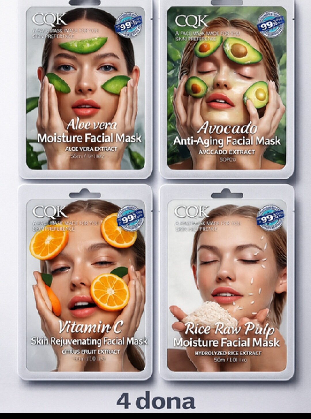Маска для лица Vitamin Skin 4 штук Rejuvenating, с экстрактом цитруса