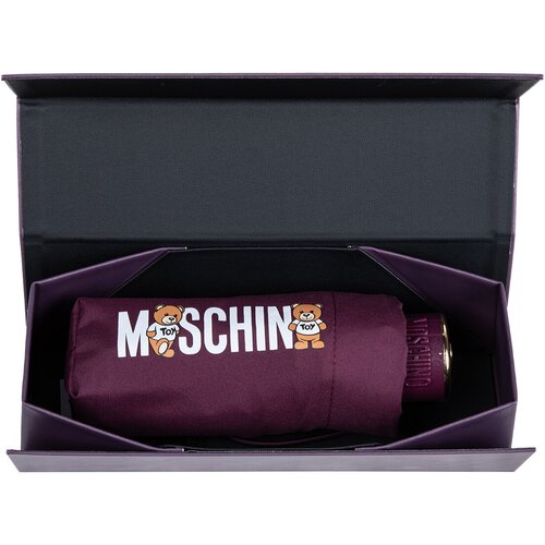 Зонт складной Moschino 8550-superminiX Logo with bears Burgundy+Box teddy