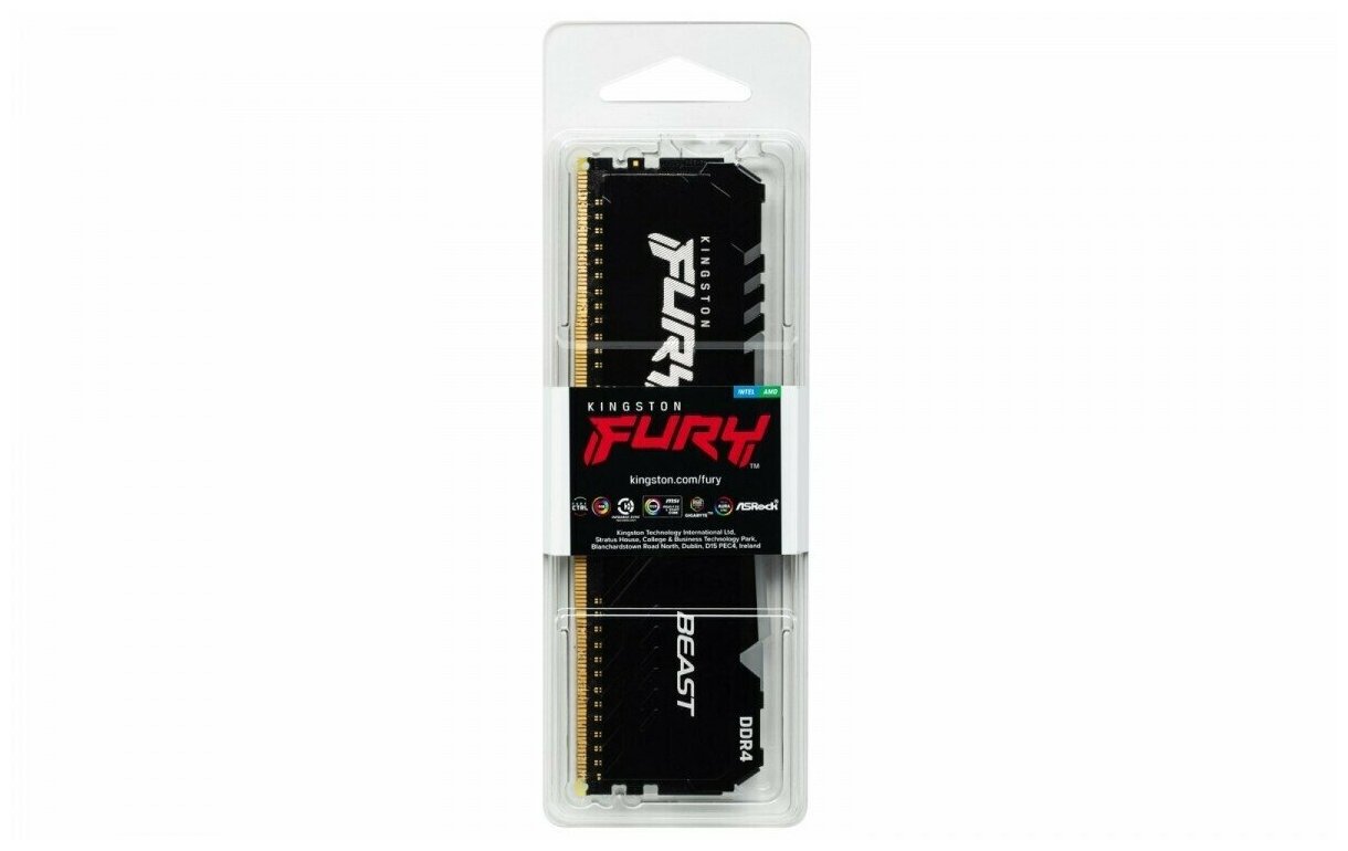 Оперативная память для компьютера 16Gb (1x16Gb) PC4-28800 3600MHz DDR4 DIMM CL18 Kingston FURY Beast Black RGB (KF436C18BBA/16)